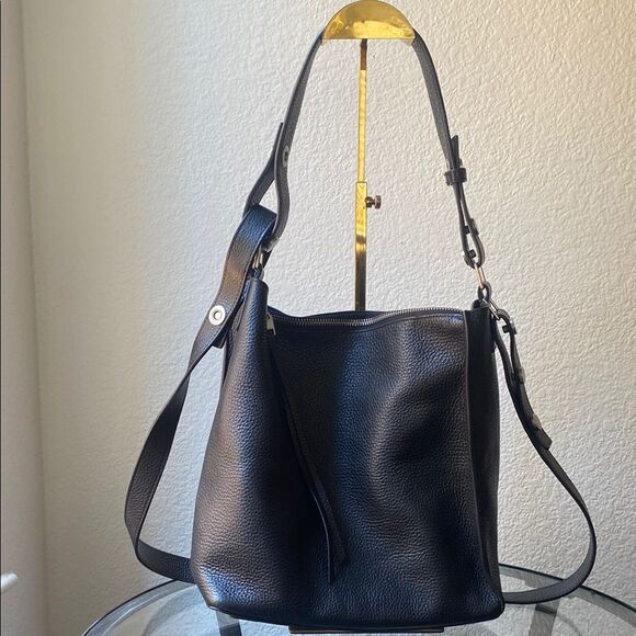 ALLSAINTS All Saints Kita Pebbled Leather Crossbody Shoulder Bag Black - Picture 4 of 12